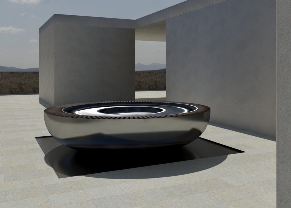 circular stainless steel spa in situ (Mediterranean)